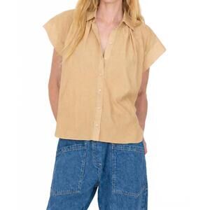 NEW SECULAR trinity button up top in camel